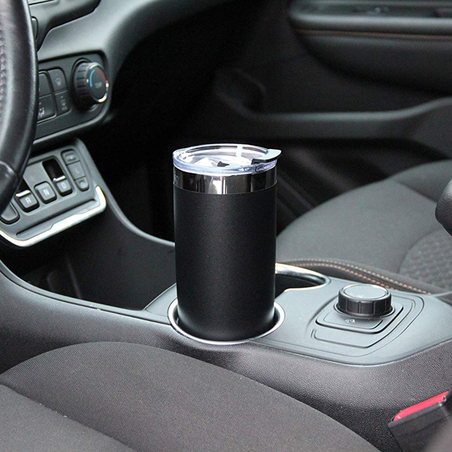 DRINCO® 20oz Insulated Tumbler w/Spill Proof Lid, 2 Straws(Black)