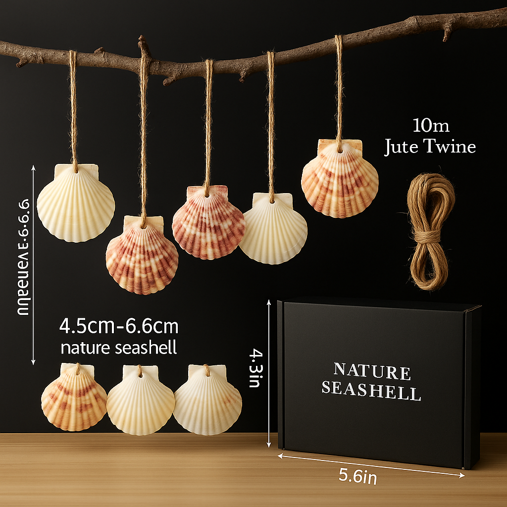 30PCS Natural Sea Shells Scallop Shells With Rope for Home Decor