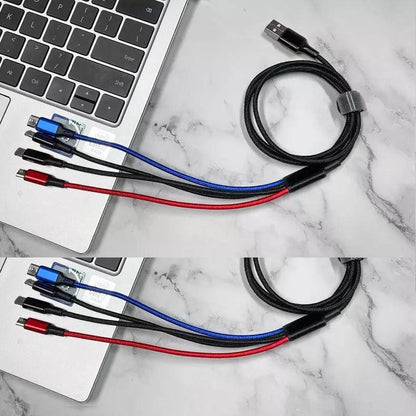 4-in-1 Multi Charging Cable 2 Pack - Phone/Type C/Micro USB, 4FT,